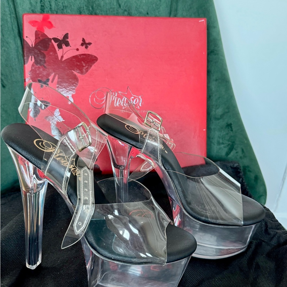 Pleaser Aspire 608 Pole Dance Dancing Shoes 6" Clear Lucit Pleasers